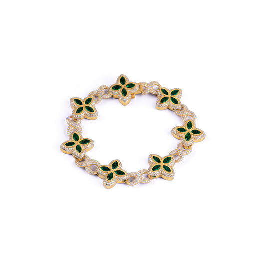 Emerald Bloom Bracelet in Gold Plated with Moissanite Diamond -DX-BC-0108 Diamlux