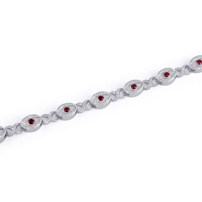 Red Ruby Evil Eye Protection Bracelet in White Gold-DX-BC-0110 Diamlux