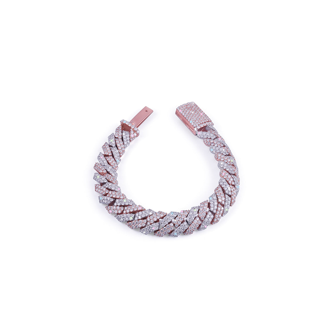 Rose Gold Diamond Cuban Link Bracelet – Bold Sparkle-DX-BC-0112 Diamlux