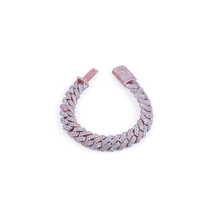 Rose Gold Diamond Cuban Link Bracelet – Bold Sparkle-DX-BC-0112 Diamlux