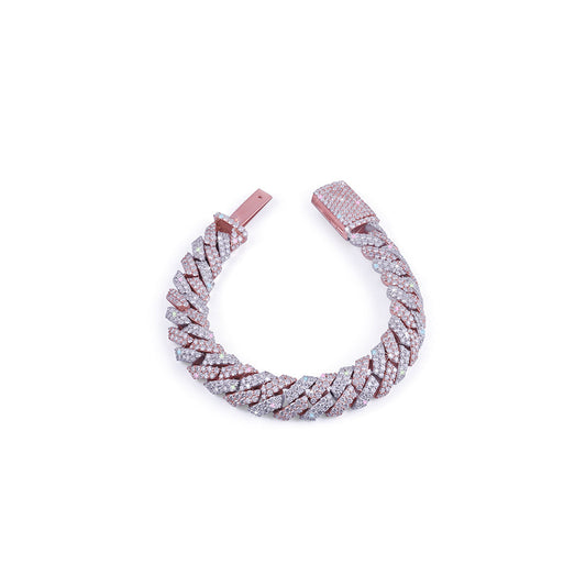 Rose Gold Diamond Cuban Link Bracelet – Bold Sparkle-DX-BC-0112 Diamlux