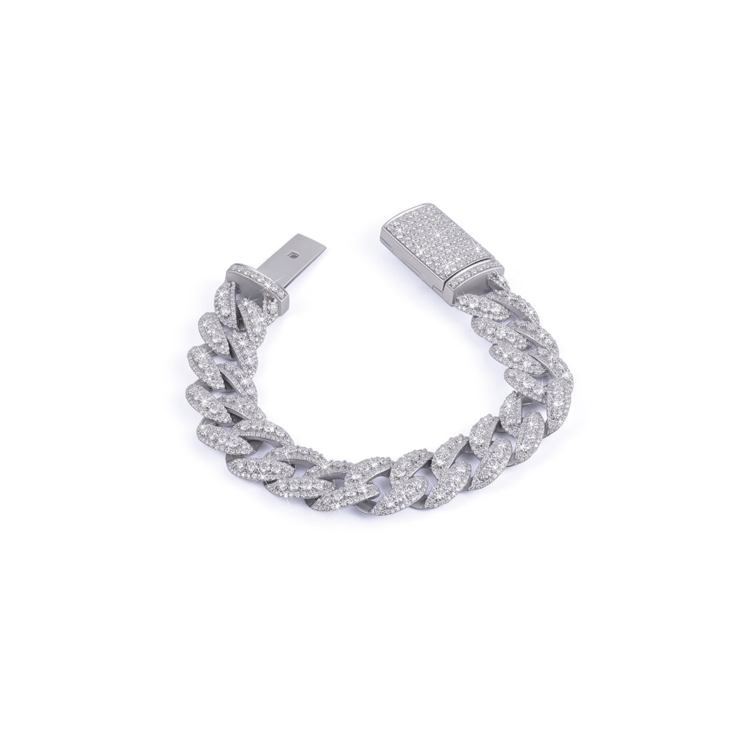 White Gold Diamond Cuban Link Bracelet – Classic Edition-DX-BC-0114 Diamlux