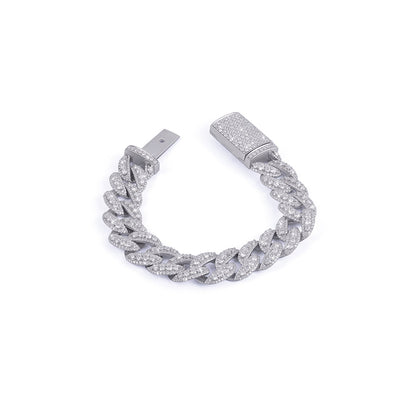 White Gold Diamond Cuban Link Bracelet – Classic Edition-DX-BC-0114 Diamlux