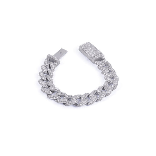 White Gold Diamond Cuban Link Bracelet – Classic Edition-DX-BC-0114 Diamlux