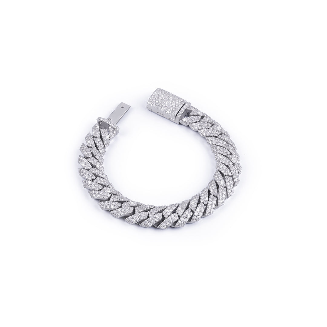 Thick Iced-Out White Gold Cuban Link Bracelet – High Shine-DX-BC-0115 Diamlux