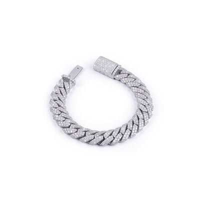 Thick Iced-Out White Gold Cuban Link Bracelet – High Shine-DX-BC-0115 Diamlux