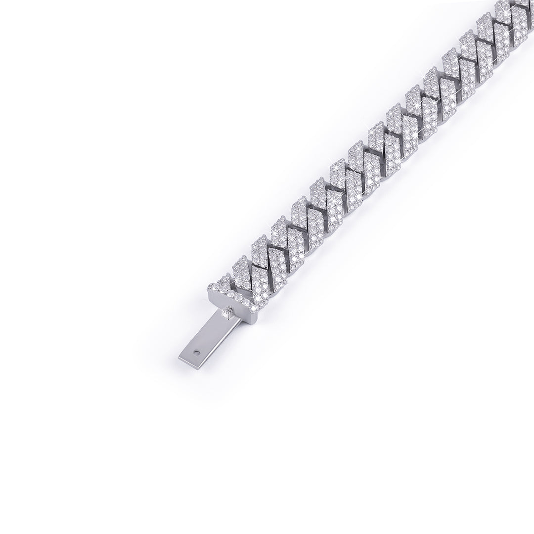 Thick Iced-Out White Gold Cuban Link Bracelet – High Shine-DX-BC-0115 Diamlux