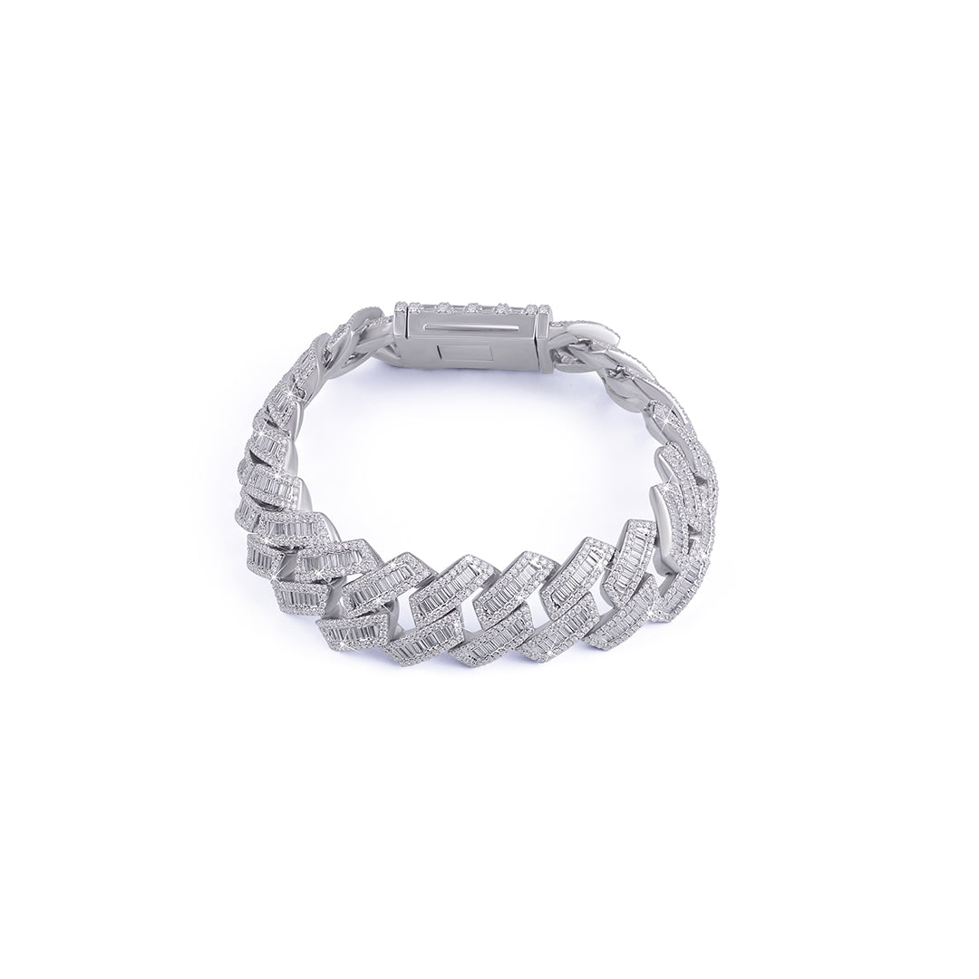 Baguette Cut Moissanite Diamond Cuban Bracelet – Geometric Glam-DX-BC-0116 Diamlux
