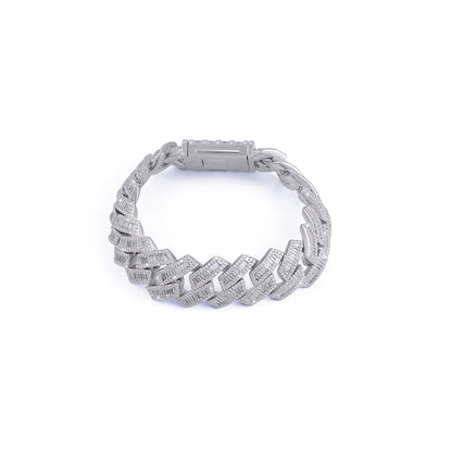 Baguette Cut Moissanite Diamond Cuban Bracelet – Geometric Glam-DX-BC-0116 Diamlux