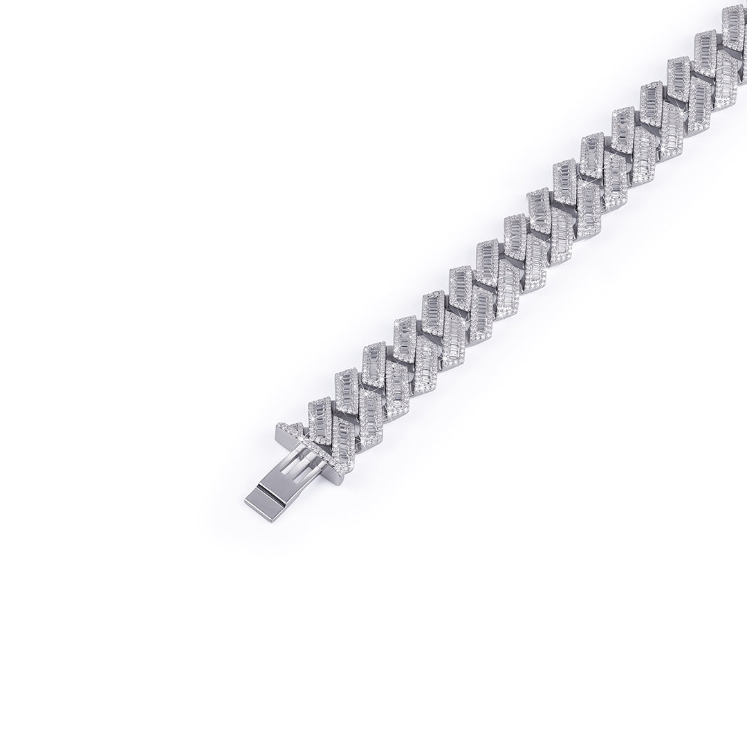 Baguette Cut Moissanite Diamond Cuban Bracelet – Geometric Glam-DX-BC-0116 Diamlux