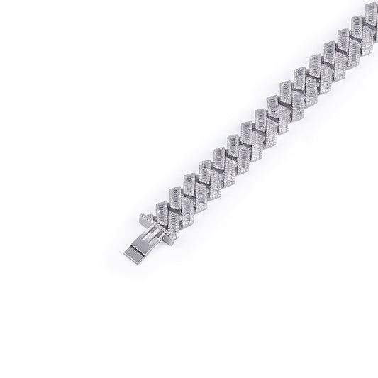 Baguette Cut Moissanite Diamond Cuban Bracelet – Geometric Glam-DX-BC-0116 Diamlux