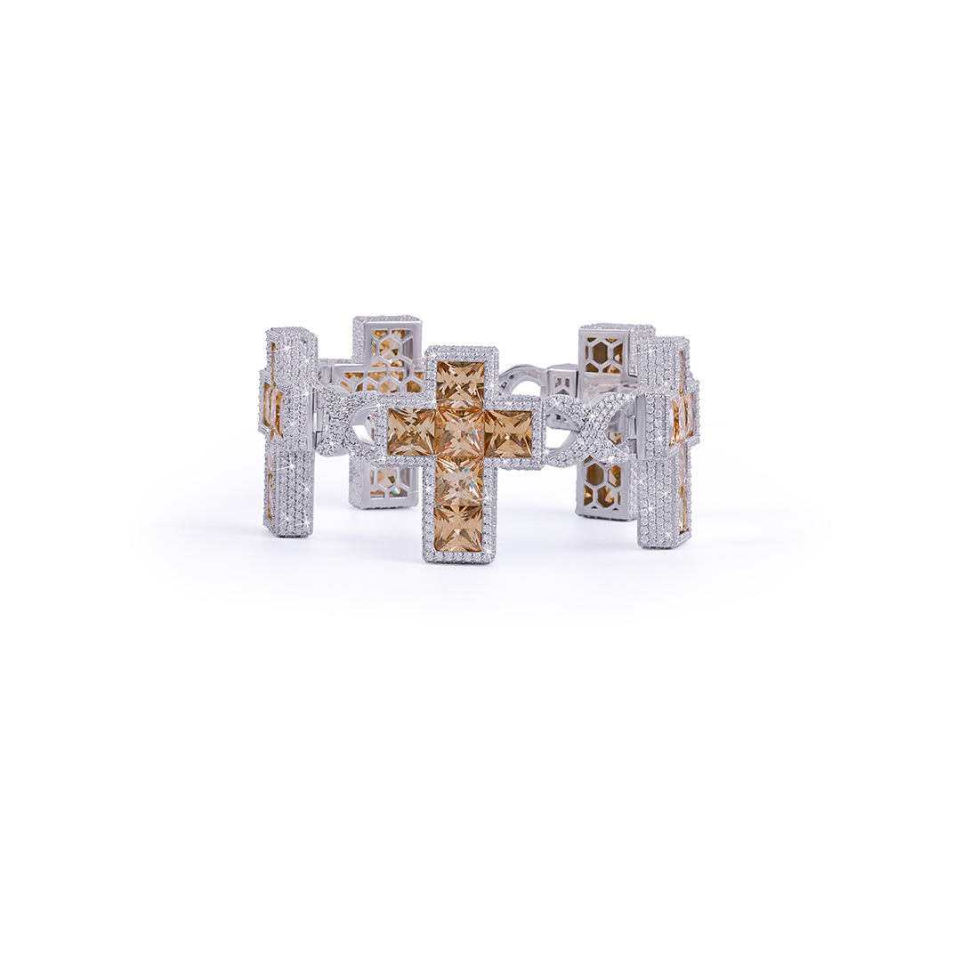 Golden Cross Diamond Bracelet – Royal Religious Style-DX-BC-0118 Diamlux