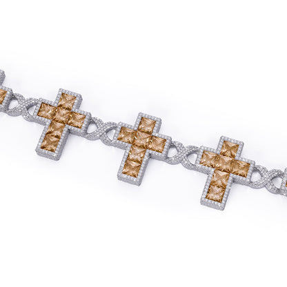 Golden Cross Diamond Bracelet – Royal Religious Style-DX-BC-0118 Diamlux