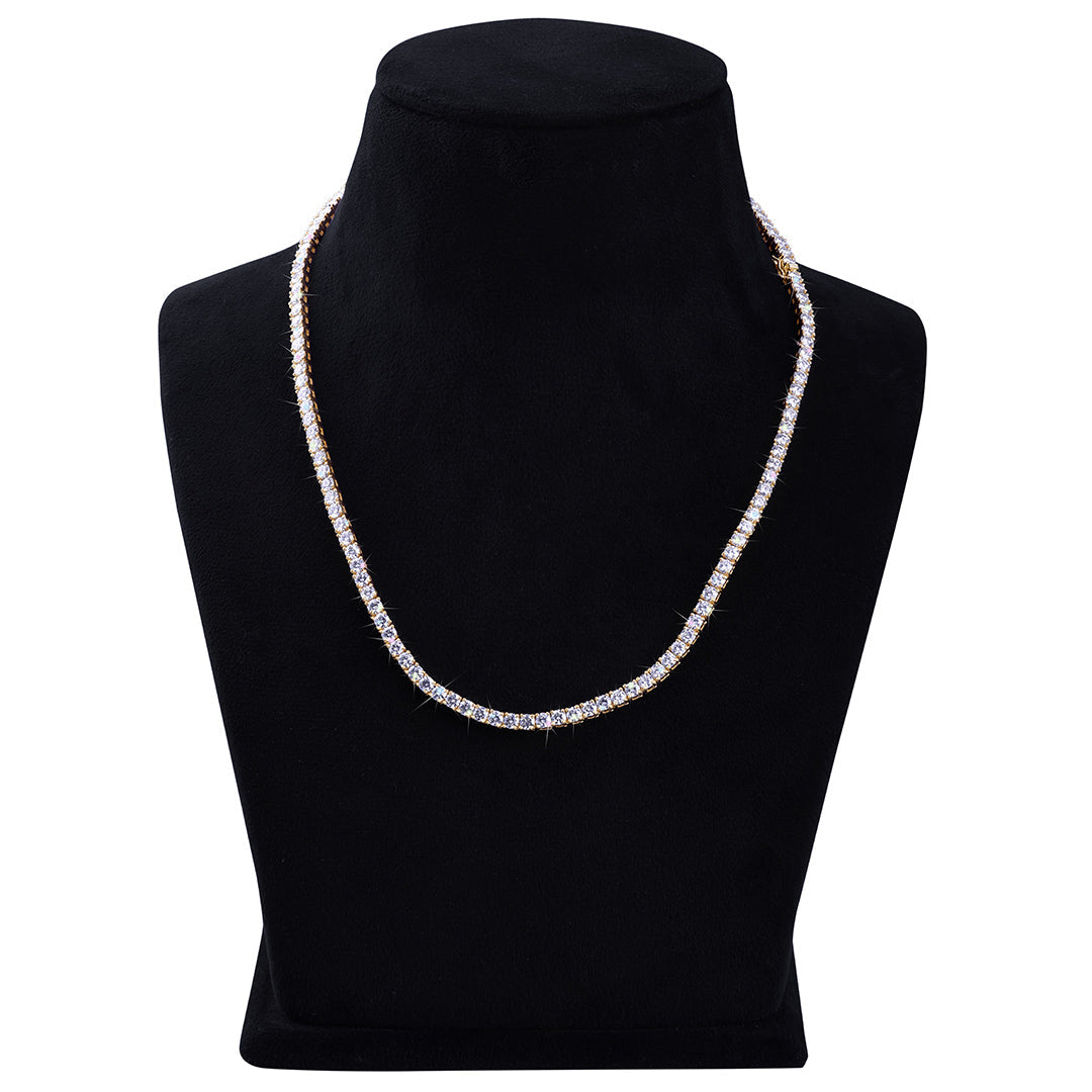 Gold Plated Round-Cut Diamond Tennis Chain -DX-CN-0100G Diamlux