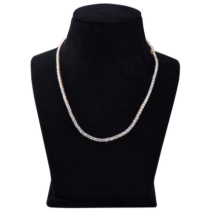 Gold Plated Round-Cut Diamond Tennis Chain -DX-CN-0100G Diamlux