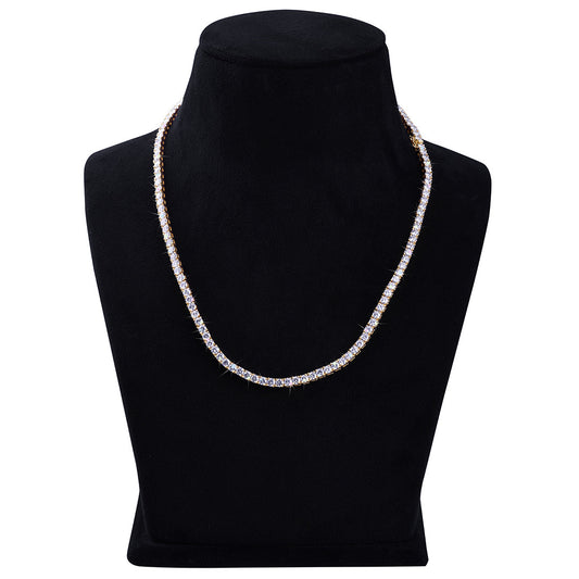 Gold Plated Round-Cut Diamond Tennis Chain -DX-CN-0100G Diamlux