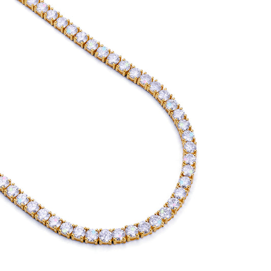 Gold Plated Round-Cut Diamond Tennis Chain -DX-CN-0100G Diamlux