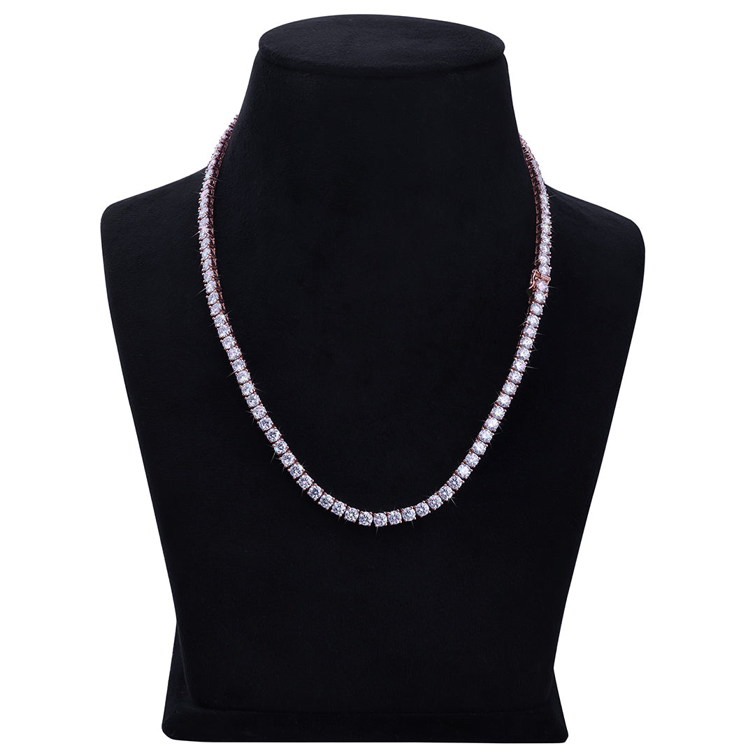 Rose Gold Round-Cut Diamond Tennis Chain-DX-CN-0100R Diamlux
