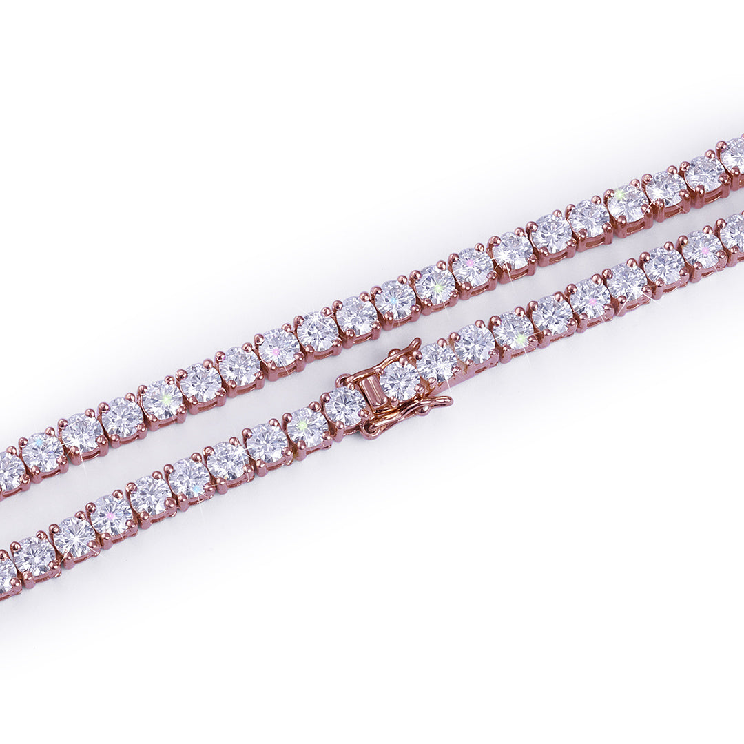 Rose Gold Round-Cut Diamond Tennis Chain-DX-CN-0100R Diamlux