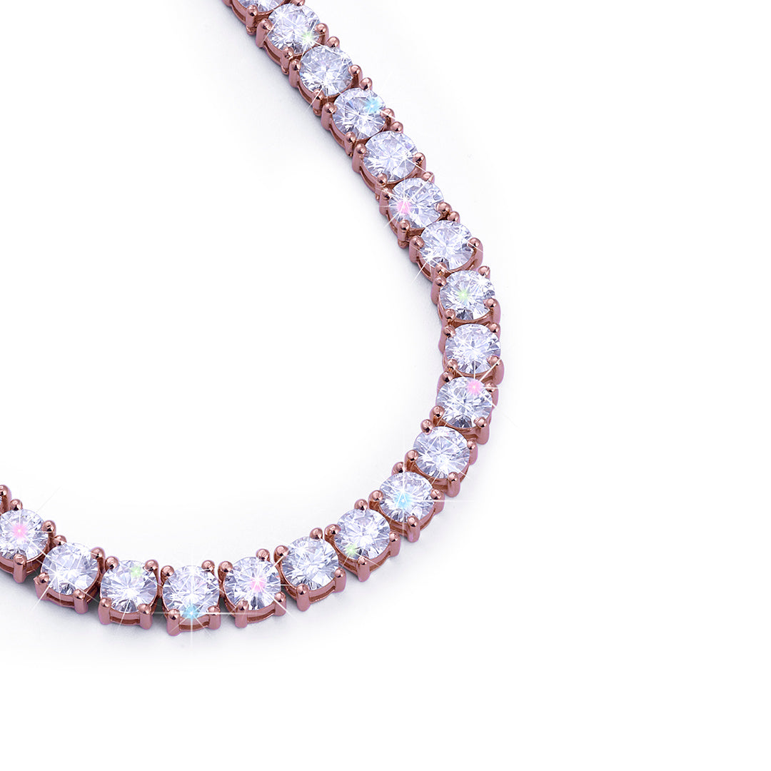 Rose Gold Round-Cut Diamond Tennis Chain-DX-CN-0100R Diamlux