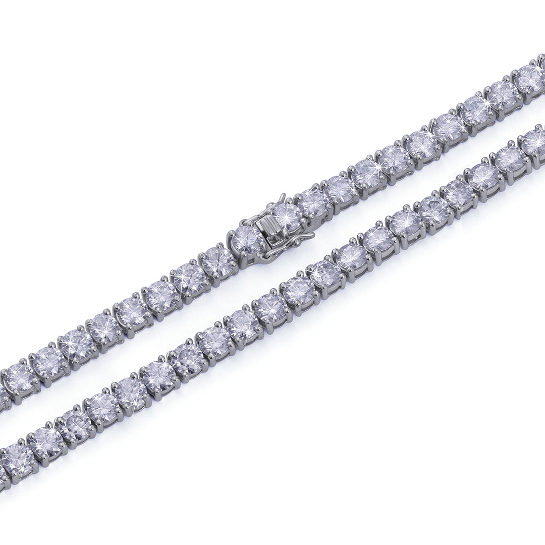 White Gold Round-Cut Diamond Tennis Chain-DX-CN-0100S Diamlux