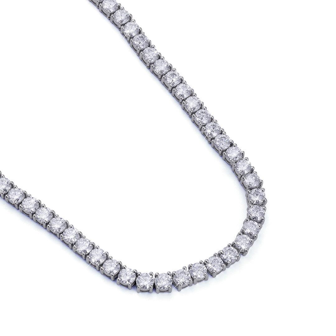 White Gold Round-Cut Diamond Tennis Chain-DX-CN-0100S Diamlux