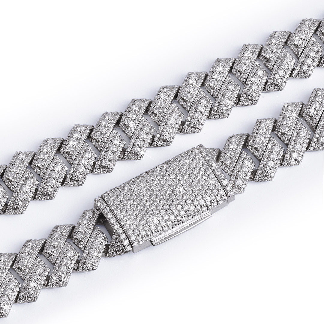 Fully Iced Zigzag Cuban Link Chain-DX-CN-0102 Diamlux