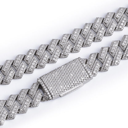 Fully Iced Zigzag Cuban Link Chain-DX-CN-0102 Diamlux