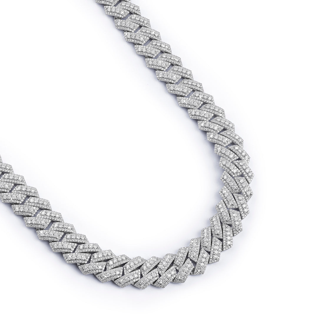 Fully Iced Zigzag Cuban Link Chain-DX-CN-0102 Diamlux