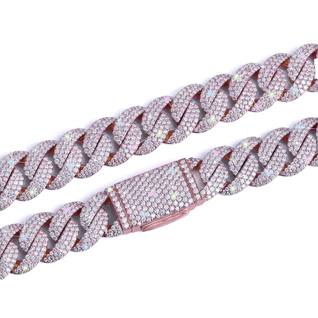 Rose Gold Iced Cuban Link Chain – Fully Flooded Bling Chain-DX-CN-0105 Diamlux