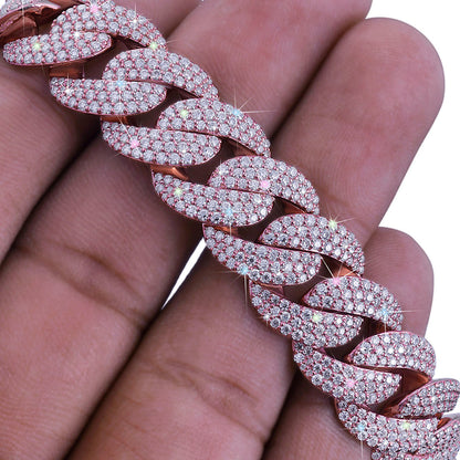 Rose Gold Iced Cuban Link Chain – Fully Flooded Bling Chain-DX-CN-0105 Diamlux