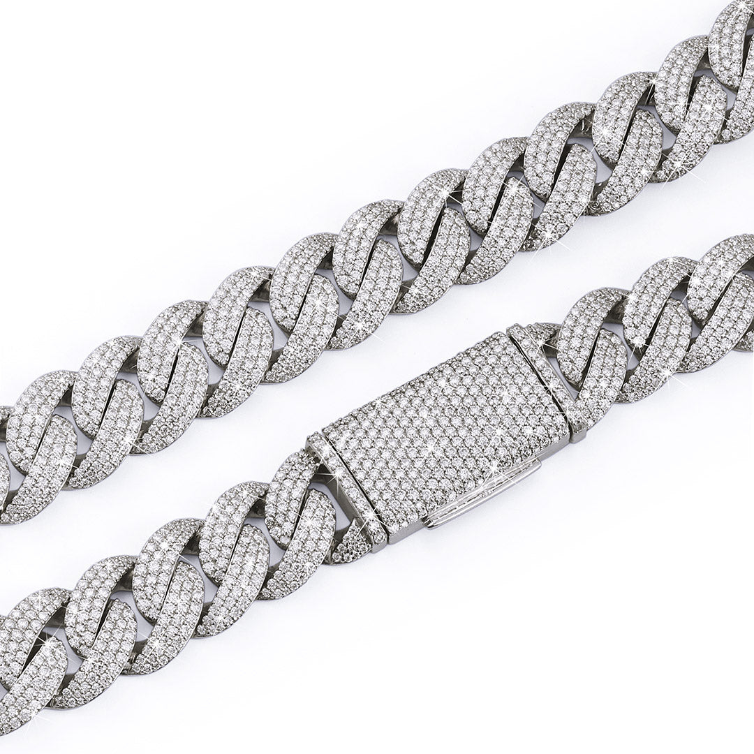 White Gold Iced Cuban Link Chain – Premium Diamond-Cut Style-DX-CN-0106 Diamlux
