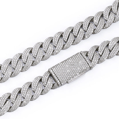 White Gold Iced Cuban Link Chain – Premium Diamond-Cut Style-DX-CN-0106 Diamlux