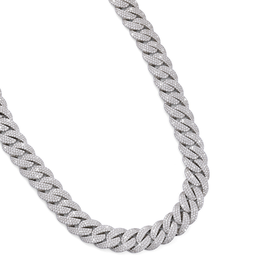 White Gold Iced Cuban Link Chain – Premium Diamond-Cut Style-DX-CN-0106 Diamlux