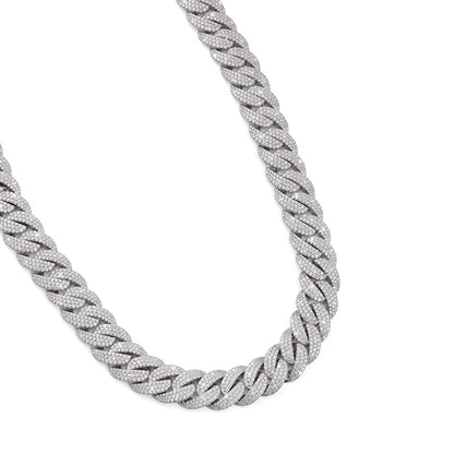White Gold Iced Cuban Link Chain – Premium Diamond-Cut Style-DX-CN-0106 Diamlux