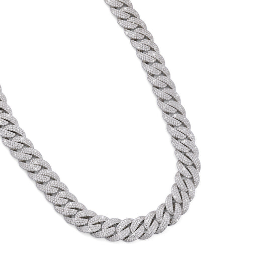 White Gold Iced Cuban Link Chain – Premium Diamond-Cut Style-DX-CN-0106 Diamlux
