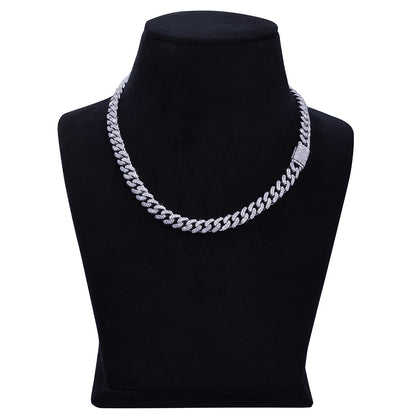 Rounded Cuban Link Chain – White Gold with Full Iced Detailing-DX-CN-0109 Diamlux