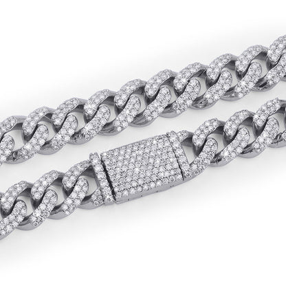 Rounded Cuban Link Chain – White Gold with Full Iced Detailing-DX-CN-0109 Diamlux