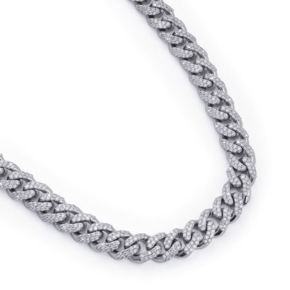 Rounded Cuban Link Chain – White Gold with Full Iced Detailing-DX-CN-0109 Diamlux