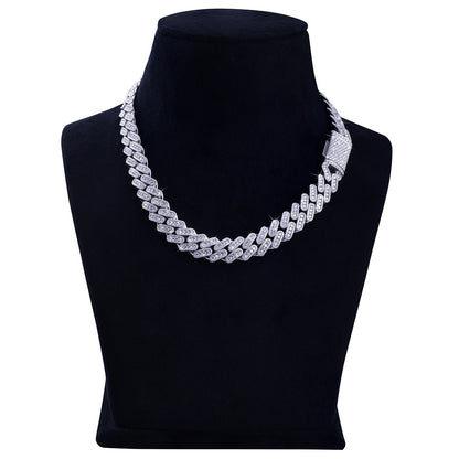 Moissanite Diamond Cuban Chain – White Gold Baguette Link Design-DX-CN-0110 Diamlux