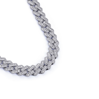 Moissanite Diamond Cuban Chain – White Gold Baguette Link Design-DX-CN-0110 Diamlux