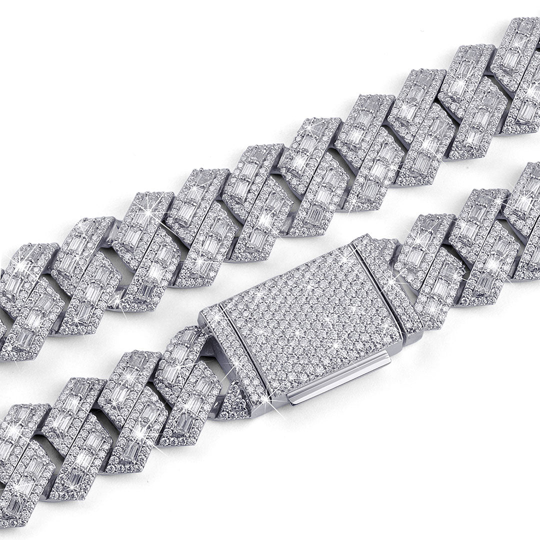 Iced Miami Cuban Link Chain – Baguette Stone Finish-DX-CN-0111 Diamlux