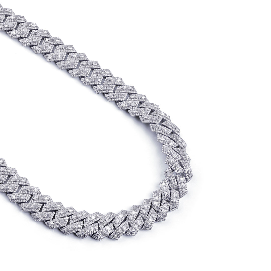 Iced Miami Cuban Link Chain – Baguette Stone Finish-DX-CN-0111 Diamlux