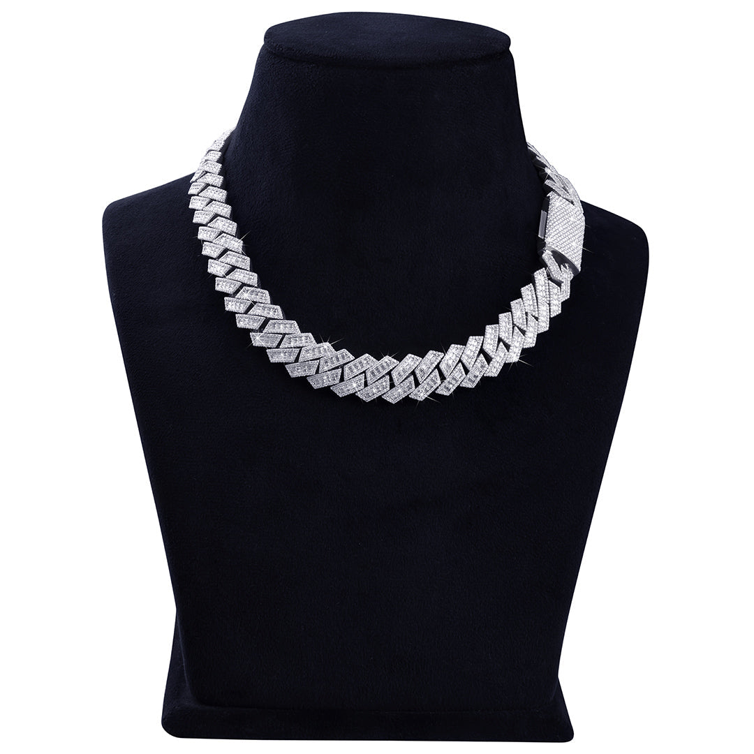 Prong Set Diamond Chain – White Gold Heavy Shine Chain-DX-CN-0112 Diamlux