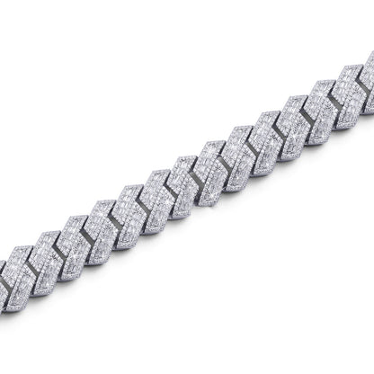 Prong Set Diamond Chain – White Gold Heavy Shine Chain-DX-CN-0112 Diamlux