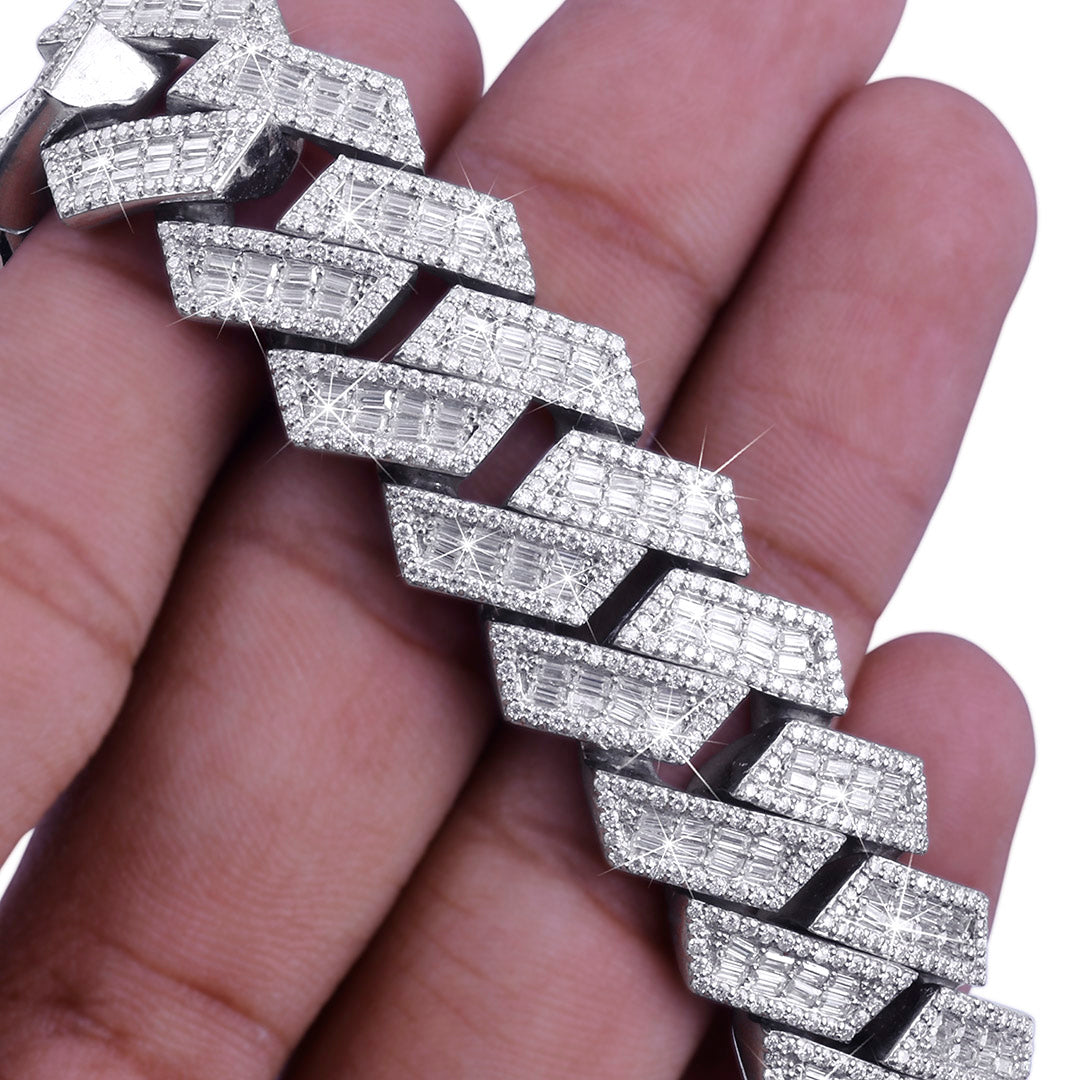 Prong Set Diamond Chain – White Gold Heavy Shine Chain-DX-CN-0112 Diamlux