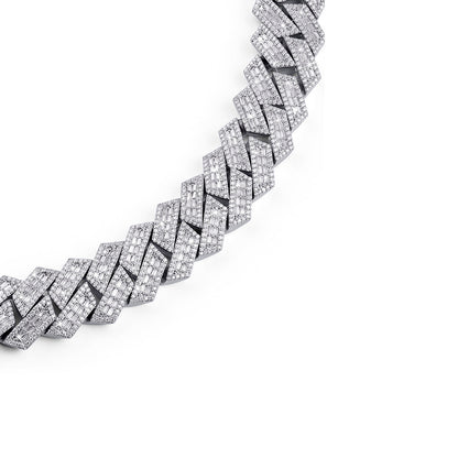 Prong Set Diamond Chain – White Gold Heavy Shine Chain-DX-CN-0112 Diamlux