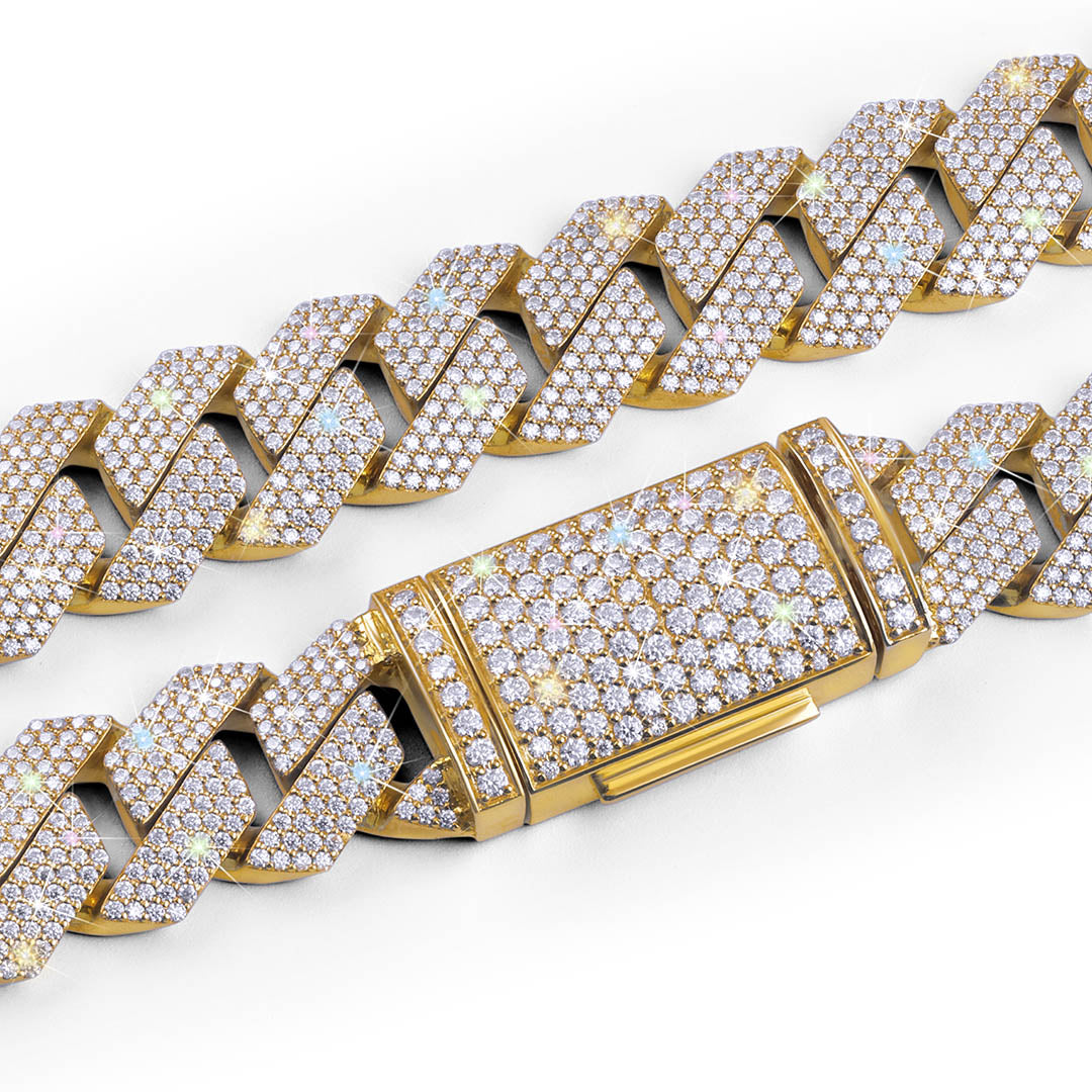 Yellow Gold Cuban Link Chain – Moissanite Diamonds-DX-CN-0113G Diamlux