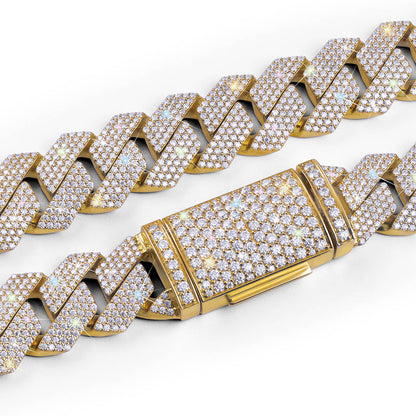 Yellow Gold Cuban Link Chain – Moissanite Diamonds-DX-CN-0113G Diamlux