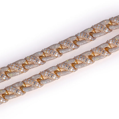 Two-Tone Diamond-Cut Baguette Cuban Chain Diamlux